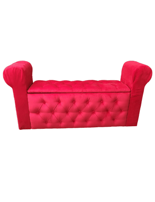 Imagen 2 del producto Banqueta Baúl Capitoné Con Brazos Rojo Felpa