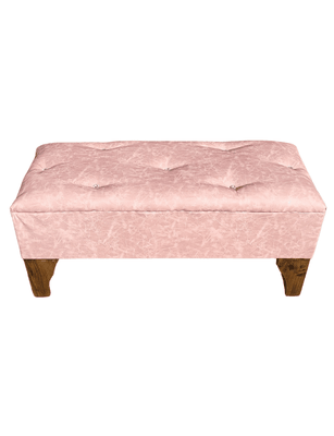 Banqueta Botón Diamante Palo Rosa Eco Cuero 100x40x40 Rimar