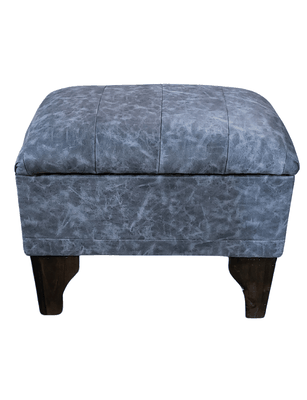 Banqueta Baúl Tubular Gris Marmoleado Eco Cuero 60x40x45x20 Rimar