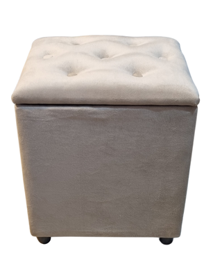 Pouf Baul Beige Felpa Botone 40x33x50 Rimar