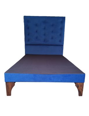 Imagen 1 del producto Base Cama Europea 1.5 plazas + Respaldo a Piso Azul Felpa