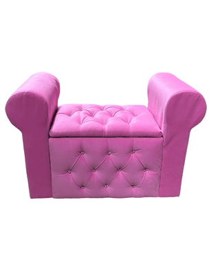 Imagen 2 del producto Banqueta Baúl Con Brazos Fucsia Felpa Diamante 100x40x60 Rimar