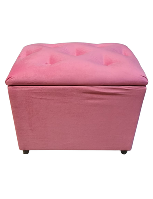 Baúl Botone Rosado Felpa 60x35x50 Muebles Rimar