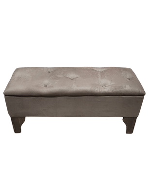 Banqueta Baúl Botón Chocolate Felpa Rimar 105x40x45x20