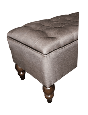 Banqueta Baul Capitoné Reina Cafe Lino 120x40x42x20 Rimar