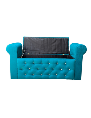 Banqueta Baúl Botone Con Brazos Lake Felpa Mueble