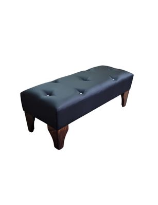 Imagen 2 del producto BANQUETA NEGRA ECO CUERO BOTON DIAMANTE