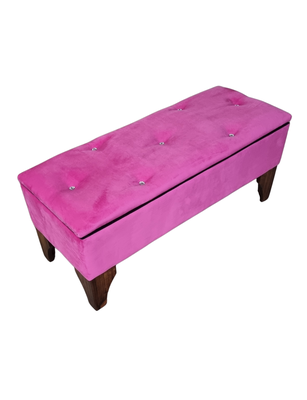 Imagen 2 del producto Banqueta Baul Botoné Fucsia Diamante Felpa