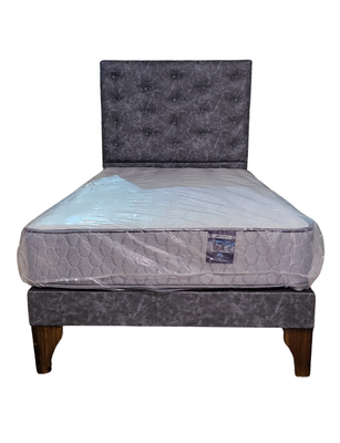 Imagen 1 del producto Cama Europea 1.5 Plazas + Respaldo Gris A Piso