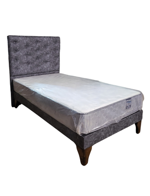 Imagen 2 del producto Cama Europea 1.5 Plazas + Respaldo Gris A Piso