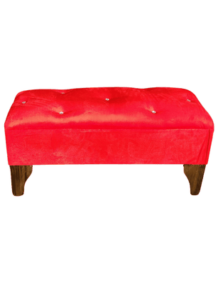 Banqueta Botón Diamante Rojo Felpa 100x40x40 Rimar