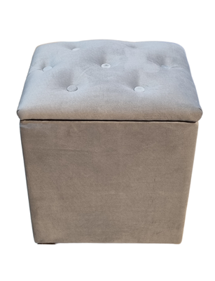 Pouf Baul Gris Felpa Botone 40x33x50 Rimar