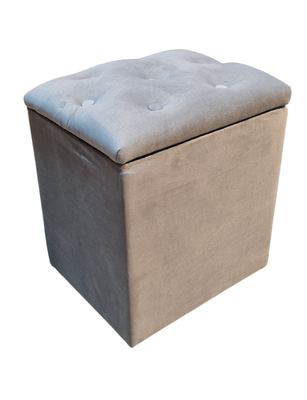 Imagen 2 del producto Pouf Baul Gris Felpa Botone 40x33x50 Rimar
