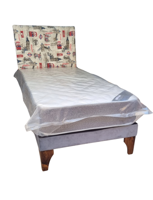 Imagen 2 del producto Cama Europea 1plaza Respaldo London Colchon Resorte Bonnell Marver