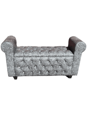 Imagen 2 del producto BANQUETA BAUL CAPITONE GRIS MARMOLEADO DIAMANTE ECO CUERO RIMAR