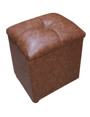 Imagen 2 del producto Pouf Baul Cafe Bicolor Eco Cuero 40x33x50 Rimar