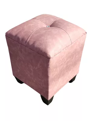 Pouf palo rosa eco cuero Botón Diamante 35x35x42 Rimar
