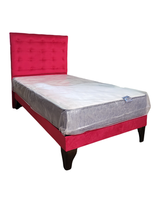 Imagen 2 del producto Cama Europea 1.5 Plazas + Respaldo Rojo A Piso