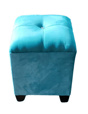 Pouf Turquesa Botón Diamante 35x35x42 Rimar