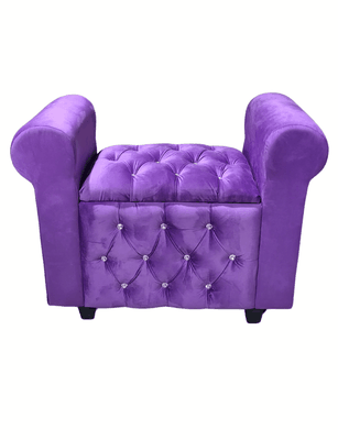 Imagen 2 del producto Banqueta Baúl Con Brazos Morado Felpa Diamante 100x40x60 Muebles Rimar
