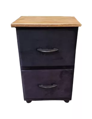 Velador Doble Cajon Negro Felpa