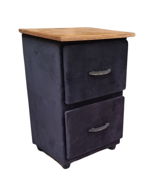 Imagen 2 del producto Velador Doble Cajon Negro Felpa