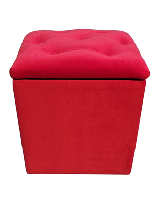 Imagen 1 del producto Pouf Baul Rojo Felpa Botone 40x33x50 Rimar