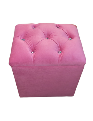 Pouf Baul Capitone Rosado Diamante Felpa Rimar