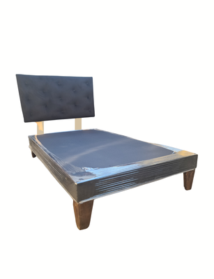 Imagen 2 del producto Base 1.5P + Respaldo Botoné Negro Felpa