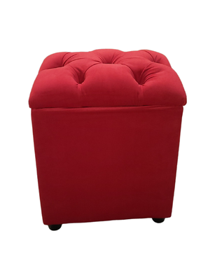 Pouf Baul Capitone Rojo Diamante Felpa Rimar