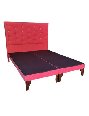 Imagen 2 del producto Base Europea Dividida + Respaldo a Piso Rosado Felpa Botón Diamante