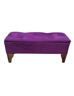 Banqueta Baúl Botón Morado Felpa Muebles Rimar