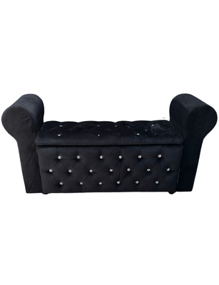 Imagen 2 del producto Banqueta Baúl Capitone Con Brazos Negro Felpa 