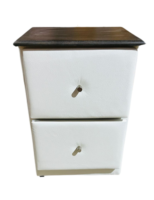 Velador Doble Cajón Blanco Eco Cuero Muebles Rimar