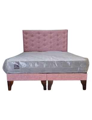 Imagen 1 del producto Cama Europea 2 Plazas Respaldo Palo Rosa Eco Cuero A Piso Rimar