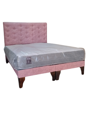 Imagen 2 del producto Cama Europea 2 Plazas Respaldo Palo Rosa Eco Cuero A Piso Rimar