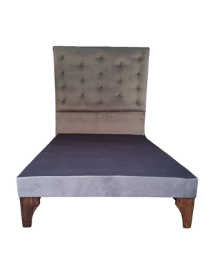 Base Europea 1plaza + Respaldo a Piso Gris Felpa