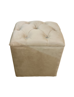 Pouf Baul Capitoné Beige Diamante