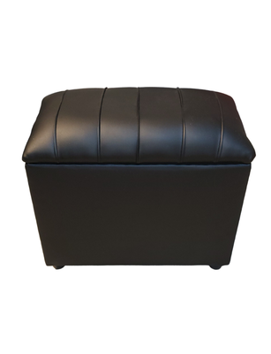 Banqueta Baul Tubular Negro Eco Cuero 60x35x50 Rimar