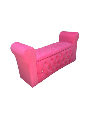Imagen 2 del producto Banqueta Baúl Botone Con Brazos Rosado Felpa 
