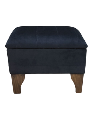 Banqueta Baúl Negro Felpa 60x40x45x20  Muebles Rimar