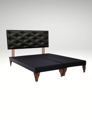 Imagen 2 del producto Base Div 2P + Respaldo Botoné Negro Cuero