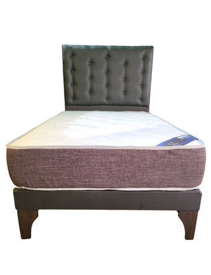 Cama 1.5P +Respaldo a Piso Negro + Colchón