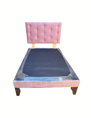 Imagen 2 del producto Base 1.5P + Respaldo Botone Palo Rosa Felpa Diamante  Muebles Rimar