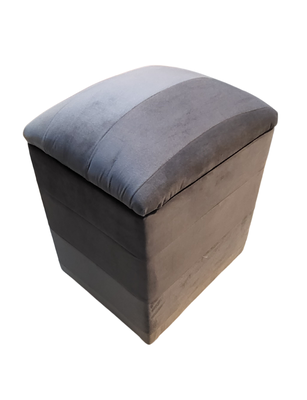 Imagen 2 del producto Pouf Baul Grises Bicolor Felpa 40x33x50 Rimar