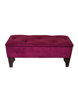 Imagen 1 del producto Banqueta Baúl Botón Vino Tinto Felpa Muebles Rimar
