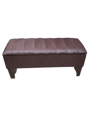 Banqueta Baúl tubular Café Eco Cuero 105x40x45x20 Rimar