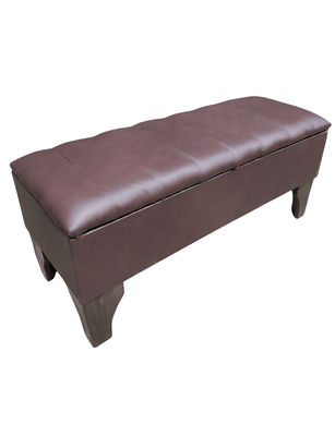 Imagen 2 del producto Banqueta Baúl tubular Café Eco Cuero 105x40x45x20 Rimar