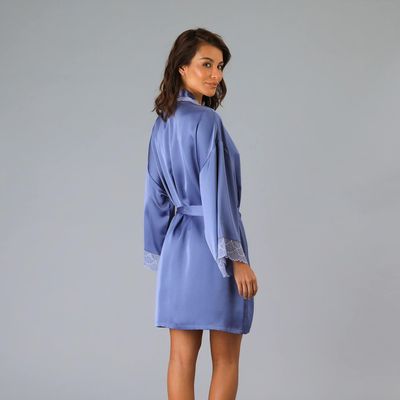 Imagen 2 del producto Bata Satín Encaje Azul