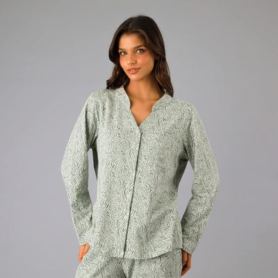 Imagen 2 del producto Set Camisero + Pantalón Cuello Mao Verde